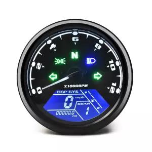 DKMOTORK 0011 디지털 게이지 모터사이클 속도계/타코미터/오도미터 MPH KM/H 범용 다기능 표시등