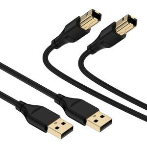 USB 프린터 케이블 6피트 고속 스캐너 피아노 브라더 컨트롤러 캐논 렉스마크 코드 삼성 컴퓨터용 2팩 제록스 미디