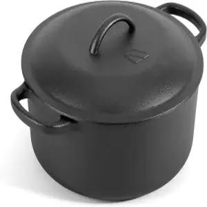 노스리버 팅 6 QT 베이직 주철 더치 오븐 냄비 뚜껑과 이중 손잡이 안전 500°F 대형 쿠킹 팬 빵