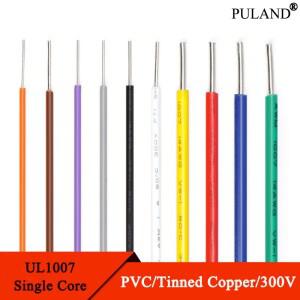 250m UL1007 전자 와이어 단일 코어 AWG 26 24 22 20 18 16 14 LED 라인 장비 PVC 절연 주석 도금 구리 케