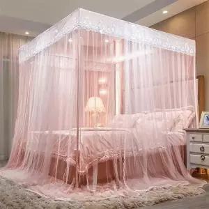 커튼식 D5S3R9X1 사각 대형 침대 기장 180x200cm_인디핑크