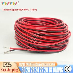 30awg-16awg 2핀 주석 도금 구리선 80 ° C 300V PVC는 LED 리본 조명용 빨간색과 검정색 유연한 연장 코드
