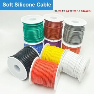 실리콘 연결 케이블 주석 도금 구리 와이어 DIY 자동차 파워 16AWG 20 22 24 26 30AWG 0.08mm