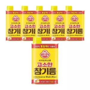 오뚜기 고소한 참기름 캔 500ml, 6개