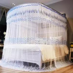 캐노피 T2E6Z7G9 침대 기장 120x200cm 블루 넓은 사각 방충