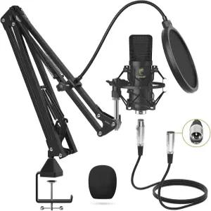 TTONOR XLR 콘덴서 마이크 T20 붐 암 쇼크 마운트 녹음 팟트 보이스 오버 스트리밍 홈 스튜디오 유튜브용