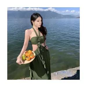 여자쉬폰원피스 가을 프렌치 끈 스커트 홀터넥 슬립 비치 원피스 바캉스 롱 찰랑 ible3