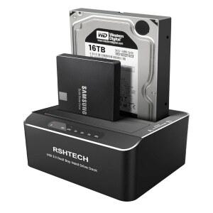 하드 드라이브 도크 RSHTECH 알루미늄 USB 듀얼 RSH 스테이션 HDD UASP 기능 SSD용 외장 클론 지원 베이 DS01 2X16TB TO 복제기 5인치 SATA 도킹 오프라인 5인치
