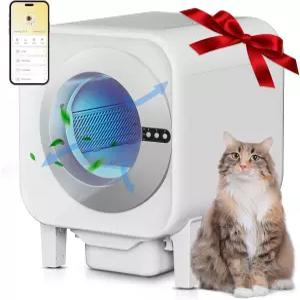 Meowra 셀프 클리닝 고양이 쓰레기통 75L XL 용량 48x55x61cm WiFi APP 제어 무취 자동 화장실 차고 가방