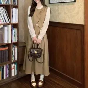 고급원피스 투피스 느낌 여성 단아한 스트링 뒷리본 원피스