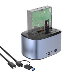 GODO NVME SATA SSD HDD 확장 하드 리더기용 듀얼 5인치 USB 복제 스테이션 슬롯 어댑터 지원 오프라인 5인치 드라이브 카드 도크 지원