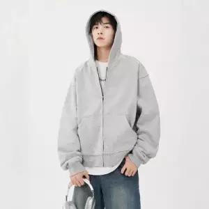 보니따스 남성용 회색 캐주얼 집업 카디건 반 후드 ADOR1