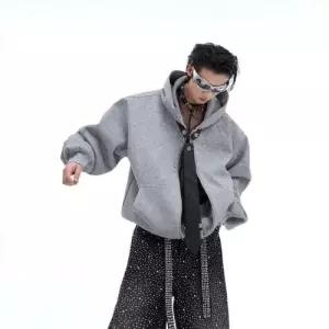 보니따스 빈티지 남성용 집업 카디건 반짝이 핫픽스 후드 탈부착 넥타이 풀오버 ADOR1