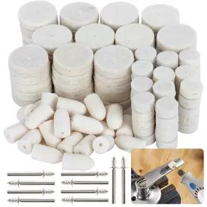 Sukh 145PCS 울 펠트 연마 패드 - 완충 비트 휠 전문 액세서리 Dremel 회전 도구용 키트용 포인트 맨드릴