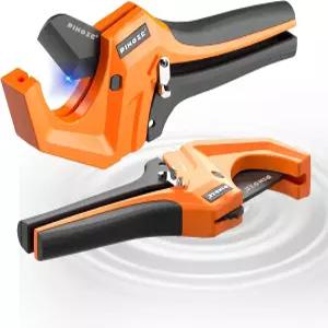 PINOZE PVC 파이프 커터 최대 2-1/2인치 PPR PE PEX 플라스틱 호스 및 배관 알루미늄 래칫 도구 테프론