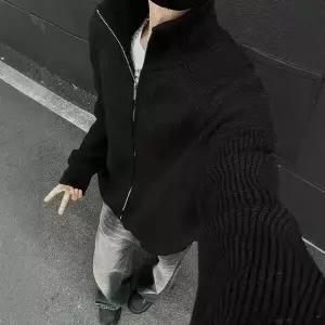 남성용 니트 캐주얼 터틀넥 집업 폴라 스웨터 양 카디건 하이넥 admr1