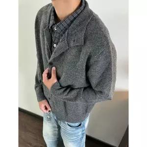 남친 울 니트 빈티지 캐주얼 스웨터 폴라 터틀넥 카디건 반 혼방 admr1