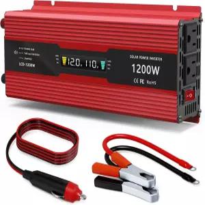 1200W 자동차 파워 인버터 DC 12V 110V AC 컨버터 LCD 디스플레이 및 콘센트 2A USB 충전 포트 포함