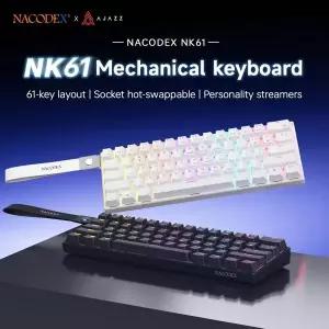 AJAZZ NK61 유선 게이밍 식 키보드 60% RGB 핫스왑 가능 61키 레드 스위치 미니 키보드 게이머용 PC