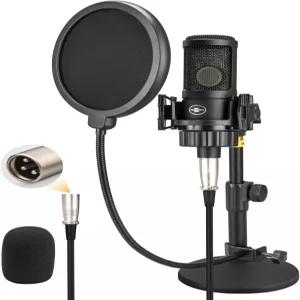 26mm 대형 다이어프램이 장착된 XLR 콘덴서 마이크 메탈 톱 스탠드가 전문 카디오이드 녹음 스튜디오 키트