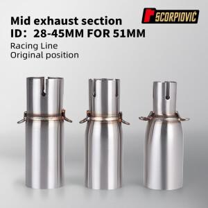 바이크 오토바이 개조 배기 파이프 28-45mm 어댑터 51mm 중간 링크 다양한 크기