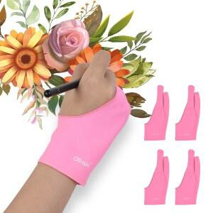 OTRAKI DRAWING GLOVE 드로잉 태블릿용 아티스트 그래픽 3X8인치 5CM 4팩 페인팅 핑크 7X20 장갑 패드 스케치 오른손용 왼손