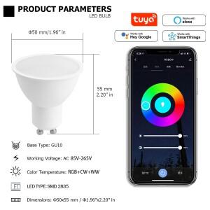 1-10PCS Tuya GU10 LED Rgb 스마트 전구 Dimmable 6W Wifi Led 매직 램프 AC 85-265V 110V 220V Alexa Goo
