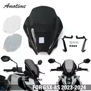 PCX윈드스크린 스즈키 GSX-8S GSX8S GSX 8S 2023 2024 윈드 실드 디플렉터 스크린 바이저 유리 브라켓