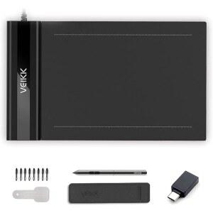 드로잉 태블릿 VEIKK S640 디지털 그래픽 2X10 휴대용 OS 지원 윈도우 교육 배터리 수업 프리 2CM 게임 온라인 초박형 스타일러스 OSU용 리눅스 15 6X4인치 OSU 안드로이드