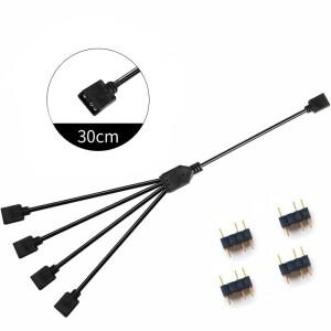 ARGB 5V 3Pin 연장 케이블 어댑터 30cm 1 ~ 2 3 4 MSI A SUS ASRock AURA LED 용 12v 4pin 분배기