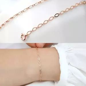 마름모 체인 레이어드 로즈골드 팔찌 14K