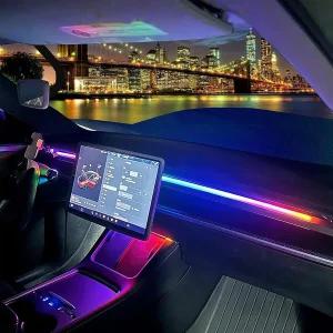 Tesla 고휘도를 위한 LED 자동차 앰비언트 조명 스트립(APP 제어 다양한 색상 포함)과 Model 3/Y를 네온