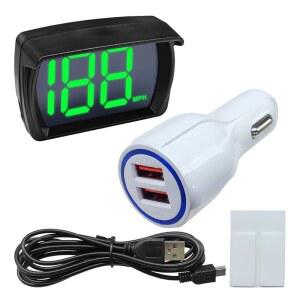 DUSCOKE CAR HUD GPS 디지털 속도계 SUV 범용 트럭 플레이 MPH 헤드 대형 MPH 게이지 속도 오토바이용 LED 디스플레이 자동차 케이블 USB 폰트 플러그