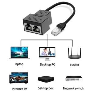 분배기 어댑터, USB 1-2 네트워크 커넥터, Cat5 적합한 듀얼 LAN 이더넷 소켓 확장 플러그 케이블