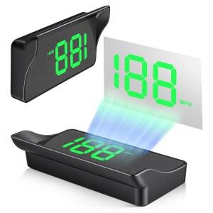 SINGARO 차량용 헤드업 디스플레이 USB 플러그 HUD 스피드 디지털 남성용 자동차 속도계 내부 폰트 여성 GPS 그린 액세서리 마일 범용 대형 HD