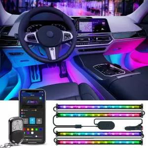 고비 자동차 조명 스마트 RGBIC 인테리어 APP 리모컨 장식용 LED DIY 모드 및 다양한 장면 옵션 2줄 디자인