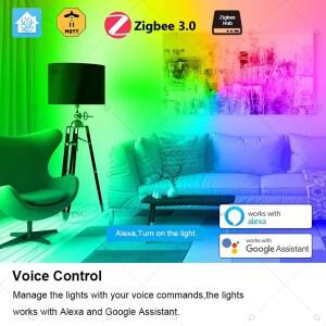 지그비 3.0 스마트 LED 전구 110V 220V E27 B22 램프 RGBCW 알렉사 에코 플러스 구글 홈 어시스턴트 앱 음