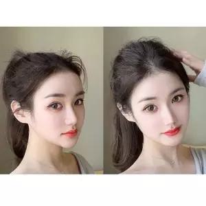 [룽스_62]인모부분가발 정수리볼륨 위한 헤어피스 부분가발