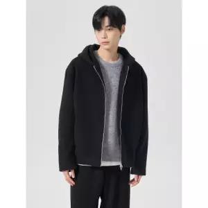 에잇세컨즈 울 라이크 후드 집업 숏코트 블랙 겨울 더블코트 214X30AY55 4512315