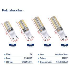 가정용 조명 샹들리에 할로겐 전구 교체, G9 LED 램프, AC DC 12V, 3W, 10 개/로트