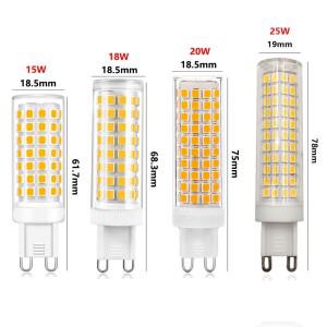 10pcs 깜박임 없음 G9 9W 25W LED 전구 3000k AC110/220V 2835 옥수수 빛 136 led 샹들리에 교체 100w 할