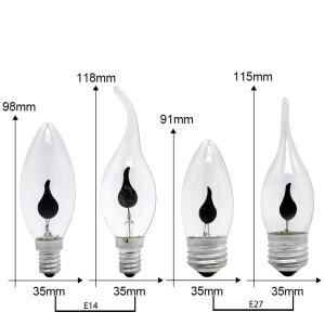 빈티지 에디슨 E14 E27 Led 전구 촛불 빛 불꽃 효과 3W AC220V 홈 장식 조명 앰플