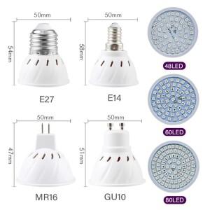 실내 묘목용 식물 램프, 풀 스펙트럼 LED 성장 조명, 220V, E27, E14, MR16, GU10, 10 개
