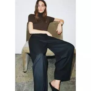 ZARA ZW COLLECTI온 와이드 레그 팬츠 - 다크 그레이 9479043922