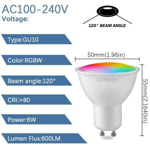 1-10PCS RGB LED 스포트라이트 GU10 전구 24 키 원격 제어 디 밍이 가능한 6W AC220V 110V 침실 거실 램프