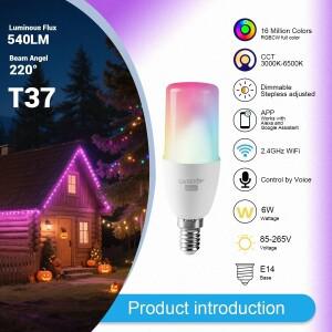 1-10PCS 스마트 RGB Tuya T37 E14 Wifi Led 전구 라이트 6W CW WW 캔들 램프 알렉사 아마존 구글 홈 얀덱