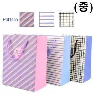 체크 쇼핑백 패턴 종이가방 디자인 선물백(중) X10개(oc)