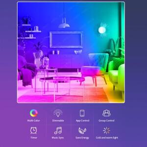 Tuya WIFI 블루투스 LED 전구 스마트 라이프 APP 제어 디밍 가능 9W 18W E27 220V RGB+CW+WW 색상 변경 램