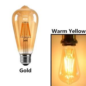 6PCS LED ST64 2W 4W 6W 8W DC 220V 110V 디 밍이 가능한 골드 필라멘트 전구 E27 B22 빛 빈티지 에디슨