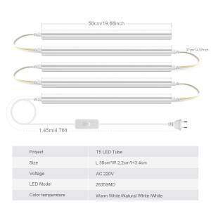 50cm led 조명 부엌 캐비닛 램프 아래 220V 15W 튜브 1.2m EU 플러그 스위치 전원 케이블 홈 침실 실내